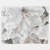 *~* Rustic Grunge Azalea Flowers White Neutral Fleece Deken (Voorkant (Horizontaal))