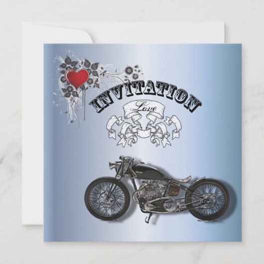 Rustic grunge Motorcyle Biker Bruiloft Aankondiging (Voorkant)
