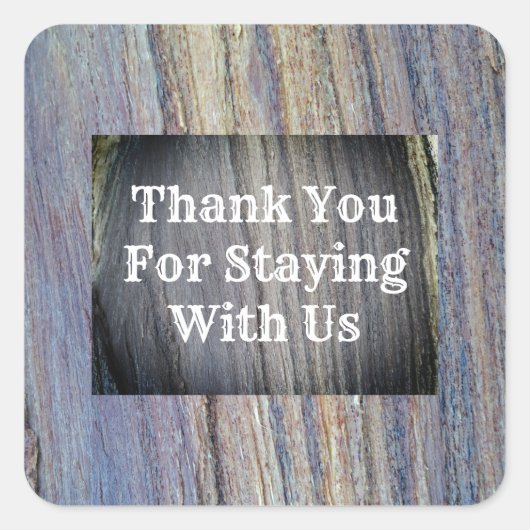 Rustic Guest Bedankt Vacation Rental Appreciation Vierkante Sticker (Voorkant)