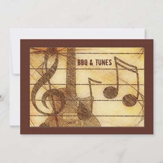 Rustic Guitar Invitation Kaart (Voorkant)