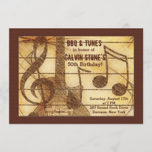 Rustic Guitar Invitation Kaart