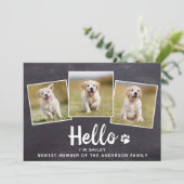 Rustic Hallo Photo Collage Puppy Dog New Pet Aankondiging (Staand voorkant)