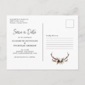 Rustic Hand die Foto sparen de Datum Briefkaart (Achterkant)