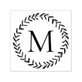 Rustic Hand Drawn Foliage met aangepast monogram Zelfinktende Stempel (Design)