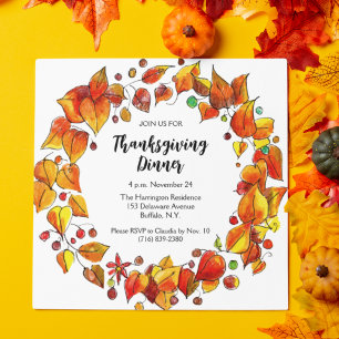 Rustic Hand-Illustrated Thanksgiving Dinner Kaart