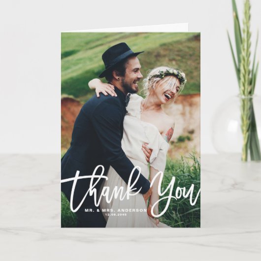 Rustic Hand Lettering Photo Weduwnaar Hartelijk da Bedankkaart (Voorkant)