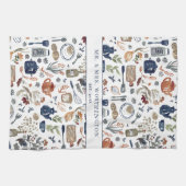 Rustic Hand Painted Country Kitchen Monogram Tea Theedoek (Horizontaal)