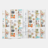 Rustic Hand Painted Country Kitchen Monogram Tea Theedoek (Horizontaal)