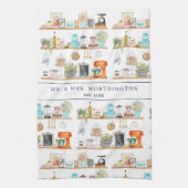 Rustic Hand Painted Country Kitchen Monogram Tea Theedoek (Verticaal)