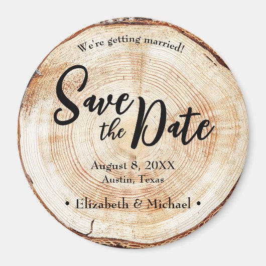 Rustic Handlettering Wedding Save the date Wood Magneet (Voorkant)