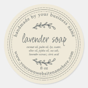 Rustic Handmade Lavender Soap Antiek White Ronde Sticker