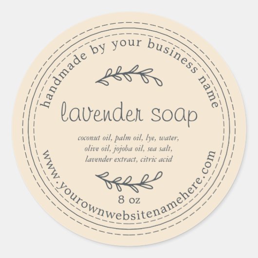 Rustic Handmade Lavender Soap Ivory Ronde Sticker (Voorkant)