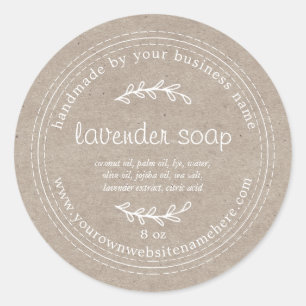 Rustic Handmade Lavender Soap Kraft Paper Ronde Sticker