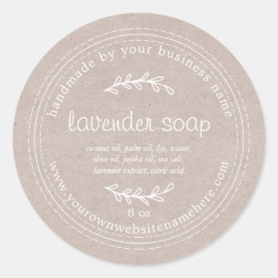 Rustic Handmade Lavender Soap Kraft Paper Ronde Sticker