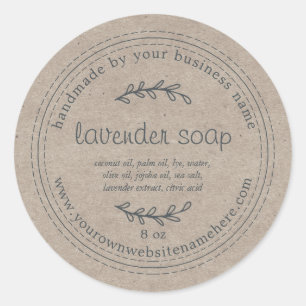 Rustic Handmade Lavender Soap Kraft Paper Ronde Sticker