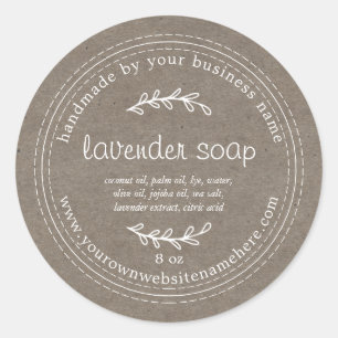 Rustic Handmade Lavender Soap Kraft Paper Ronde Sticker