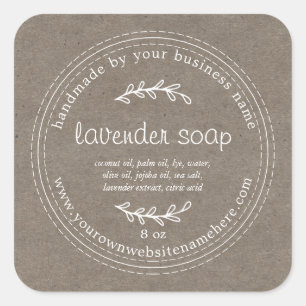 Rustic Handmade Lavender Soap Kraft Paper Vierkante Sticker