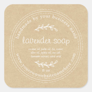 Rustic Handmade Lavender Soap Kraft Paper Vierkante Sticker