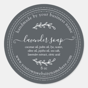Rustic Handmade Lavender Soap Off-Black Ronde Sticker