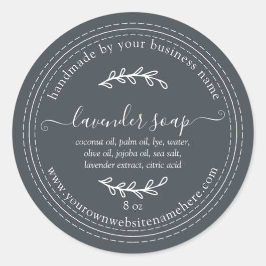 Rustic Handmade Lavender Soap Off-Black Ronde Sticker (Voorkant)