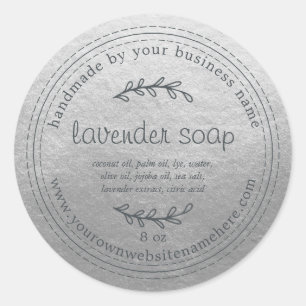 Rustic Handmade Lavender Soap Silver Ronde Sticker
