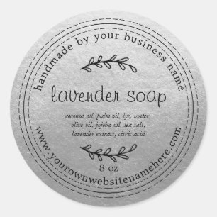 Rustic Handmade Lavender Soap Silver Ronde Sticker