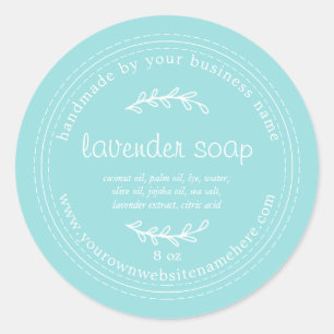Rustic Handmade Lavender Soap Turquoise Blue Ronde Sticker
