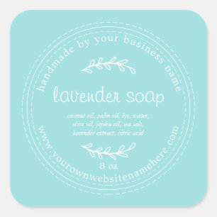 Rustic Handmade Lavender Soap Turquoise Blue Vierkante Sticker