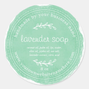 Rustic Handmade Lavender Soap Waterverf Green Ronde Sticker