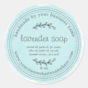 Rustic Handmade Lavender Soap Waterverf Turquoise Ronde Sticker