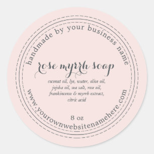 Rustic Handmade Roos Myrrh Soap Pastel Pink Ronde Sticker