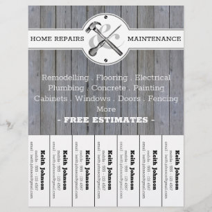 Rustic Handyman Grey Wood  Bouw Flyer