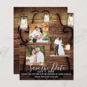 Rustic Hanging Lights Wedding Photo Save the Date