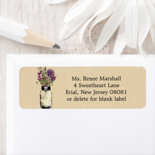 Rustic Hanging Mason Jar Wedding Etiket (Insitu)