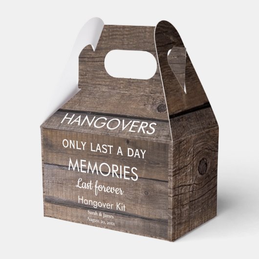Rustic Hangover Kit Barn Country Wedparty Bedankdoosjes (Voorkant Zijde)