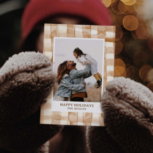 Rustic Happy Holiday En vichy Plaid Carte photo