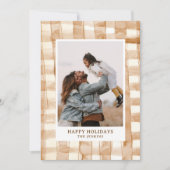 Rustic Happy Holiday En vichy Plaid Carte photo (Devant)