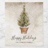 Rustic Happy Holidays Vins Étiquettes (Étiquettes simples)