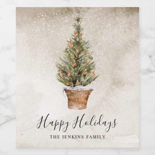 Rustic Happy Holidays Vins Étiquettes (Étiquettes simples)