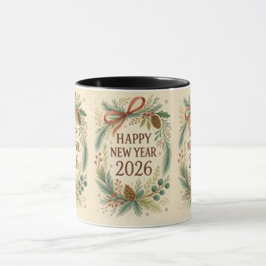 rustic happy new year 2026 coffee mug (Centre)