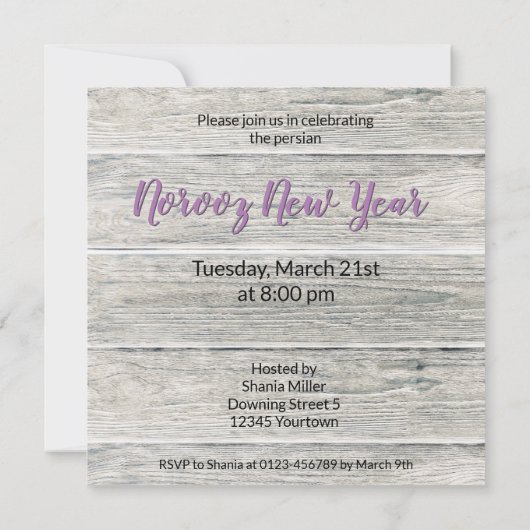 Rustic Happy Norooz Hyacinth - Invitation (Dos)