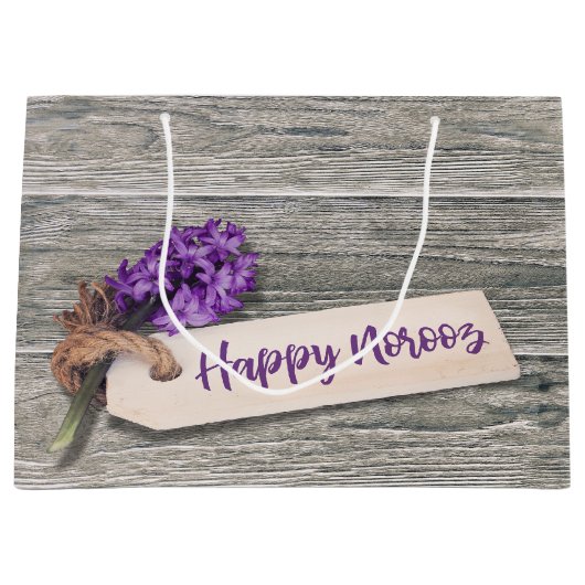 Rustic Happy Norooz Hyacinth - Large Gift Bag Groot Cadeauzakje (Voorkant)