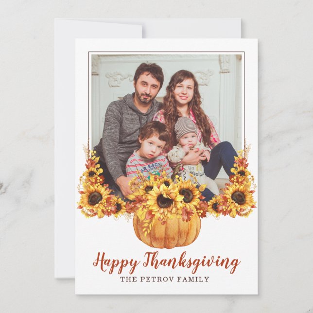 Rustic Happy Thanksgiving Family Foto (Voorkant)