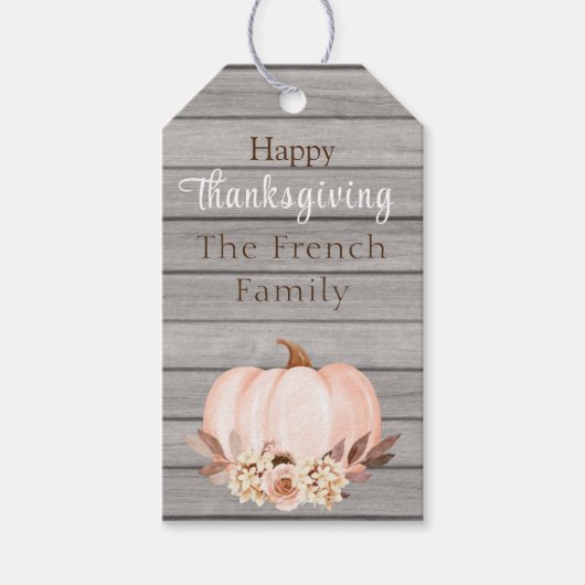 Rustic Happy Thanksgiving Gift Label Cadeaulabel (Voorkant)