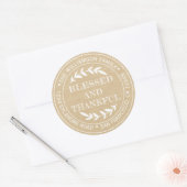 Rustic Happy Thanksgiving Retouradres Kraft  Ronde Sticker (Envelop)