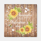 Rustic Happy Valentine's Floral Sunflower Magnet (Devant)
