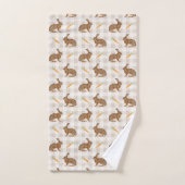 Rustic Hares And Carrots Beige Gingham Pattern (Serviette à main)