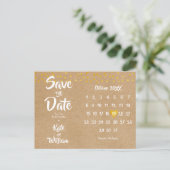 Rustic Hart Kalender Boho Bewaar de Datum Briefkaart (Staand voorkant)