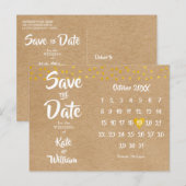 Rustic Hart Kalender Boho Bewaar de Datum Briefkaart (Voorkant / Achterkant)