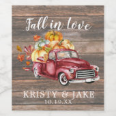 Rustic Harvest Truck | Najaar huwelijk op persoonl Wijn Etiket (Enkel label)